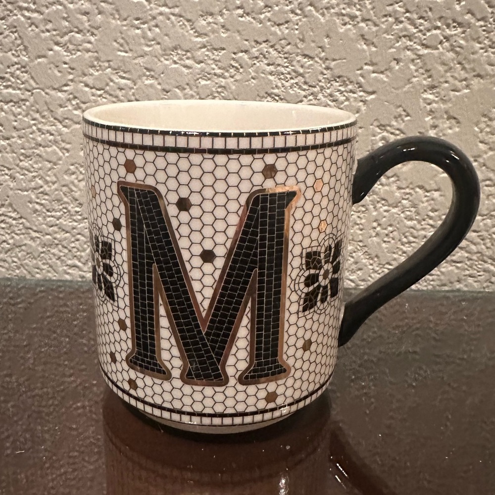 Anthropologie Bistro Tile Margot Monogram M Mug